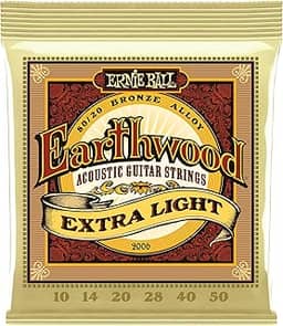 Cordas para guitarra acústica Ernie Ball Earthwood P02006, Extra Light, bronze 80/20, calibre 10-50