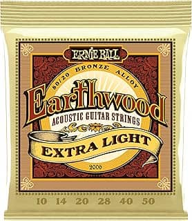 Cordas para guitarra acústica Ernie Ball Earthwood P02006, Extra Light, bronze 80/20, calibre 10-50