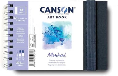 CANSON Caderno Artbook Sketchbook Montval Aquarela Espiral Grão Fino 300g/m² A5 14,8 x 21cm 24 Folhas