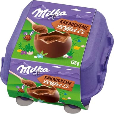 Ovo de Páscoa de Colher Milka Spoonable Creme de Cacau 136g (4 unidades de 34g cada) + Colher de Madeira