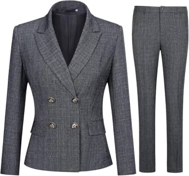 Conjunto feminino de 2 peças de terno trespassado com dois botões e calça