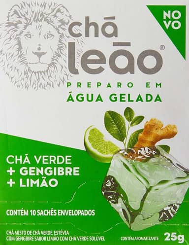 Leão Chá Gelado Chá Verde Gengibre E Limão 10 Sachês