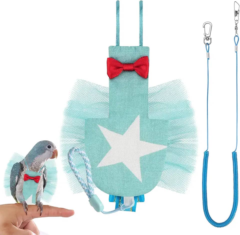 Arreio de fraldas para pássaros, roupa de papagaio com coleira de treinamento de pássaros, tamanho pequeno para mel, papagaios, periquitos, periquitos, canários, tentilhões, monge, pintinhos,