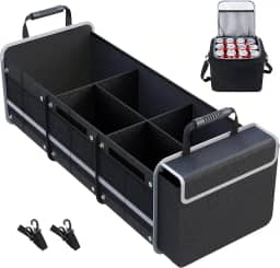 Organizador Multiuso para Carro com 80 * 35 * 30 cm, Carro com Bolsa Térmica Removível à Prova de Vazamento, Organizador de Porta-Malas de Carro com Tecido Oxford,