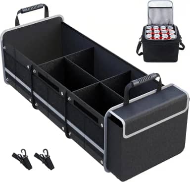 Organizador Multiuso para Carro com 80 * 35 * 30 cm, Carro com Bolsa Térmica Removível à Prova de Vazamento, Organizador de Porta-Malas de Carro com Tecido Oxford,