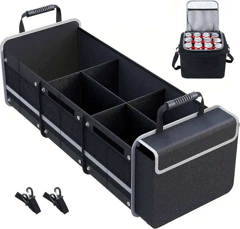Organizador Multiuso para Carro com 80 * 35 * 30 cm, Carro com Bolsa Térmica Removível à Prova de Vazamento, Organizador de Porta-Malas de Carro com Tecido Oxford,