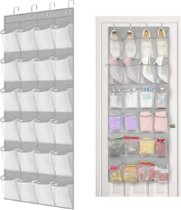 Sapateira de Porta, Sapateira Organizadora de Porta, Organizador de Sapatos, Porta Sapato, Sapateira Transparente Pendurável, Sapateira Vertical (Cinza Claro)