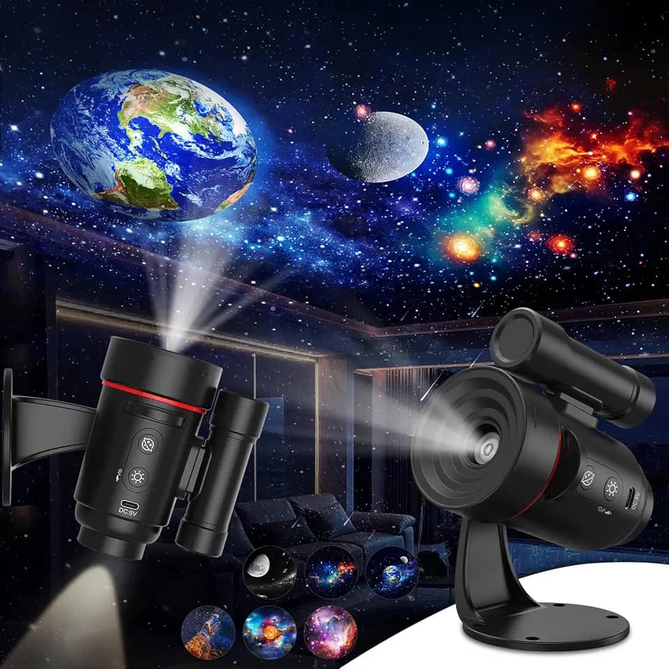 Projetor Galaxy Star, projetor planetário HD recarregável com bateria de 2000 mAh, projetor de teto montado na parede, rotação de 360° com cenários de nebulosa, luzes de quarto para decoração de