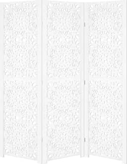 Biombo Pintado Divisoria Separador de Ambiente MDF Preto ou Branco (Branco, 3 Mandala)