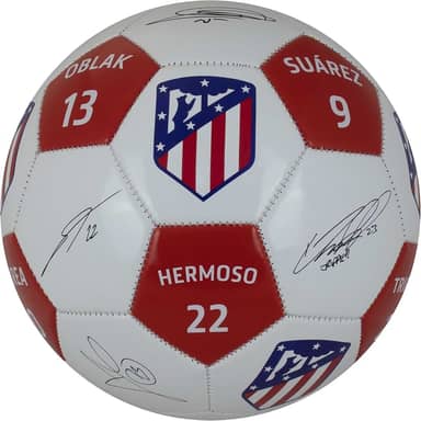 Maccabi Art Bola de futebol oficial do Atlético Madrid com assinaturas de jogadores e números de jogador, tamanho 5