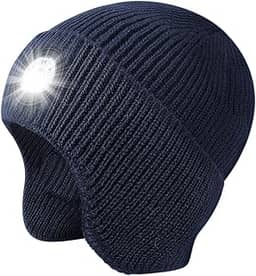TOUCH TWO Gorro masculino com luz, 5 LEDs tipo C, recarregável, chapéu de inverno para pesca, corrida, ciclismo