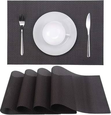 Zupro Jogo americano conjunto de 4 para mesa de jantar de cozinha, tapetes de mesa trançados laváveis resistentes ao calor, tapetes de vinil de PVC tecido antiderrapante para uso diário ou churrascos
