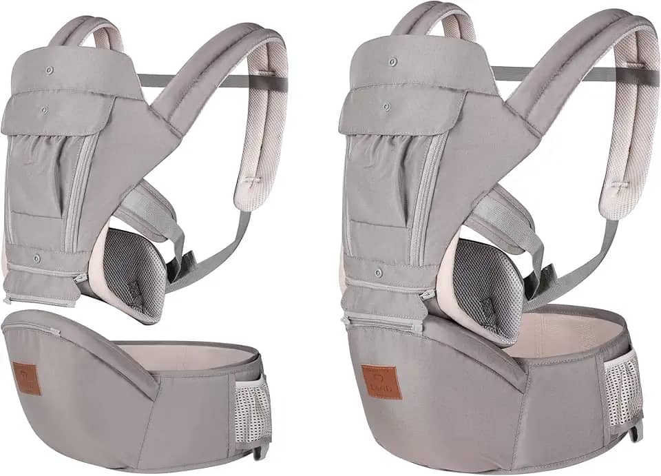 Canguru Ergonômico Bebê 12 Posições Cinza Com Assento 3 Em 1