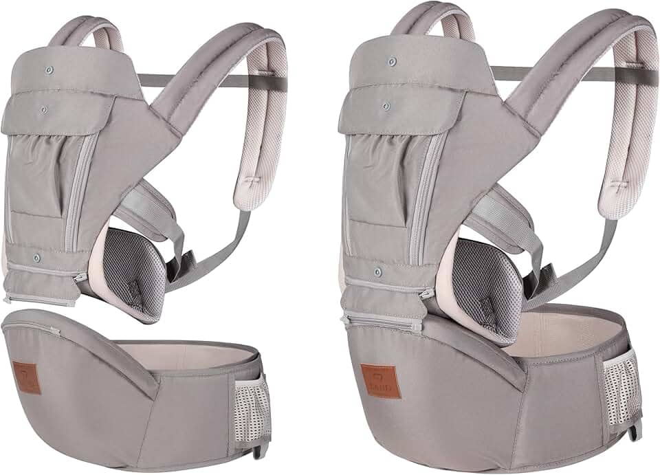 Canguru Ergonômico Bebê 12 Posições Cinza Com Assento 3 Em 1