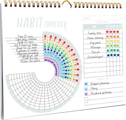 Lamare Calendário de hábitos – Diário de hábitos inspirador com encadernação em espiral – Diário diário e quadro de objetivos – Diário de objetivos motivacionais – Ótima ferramenta para produtividade