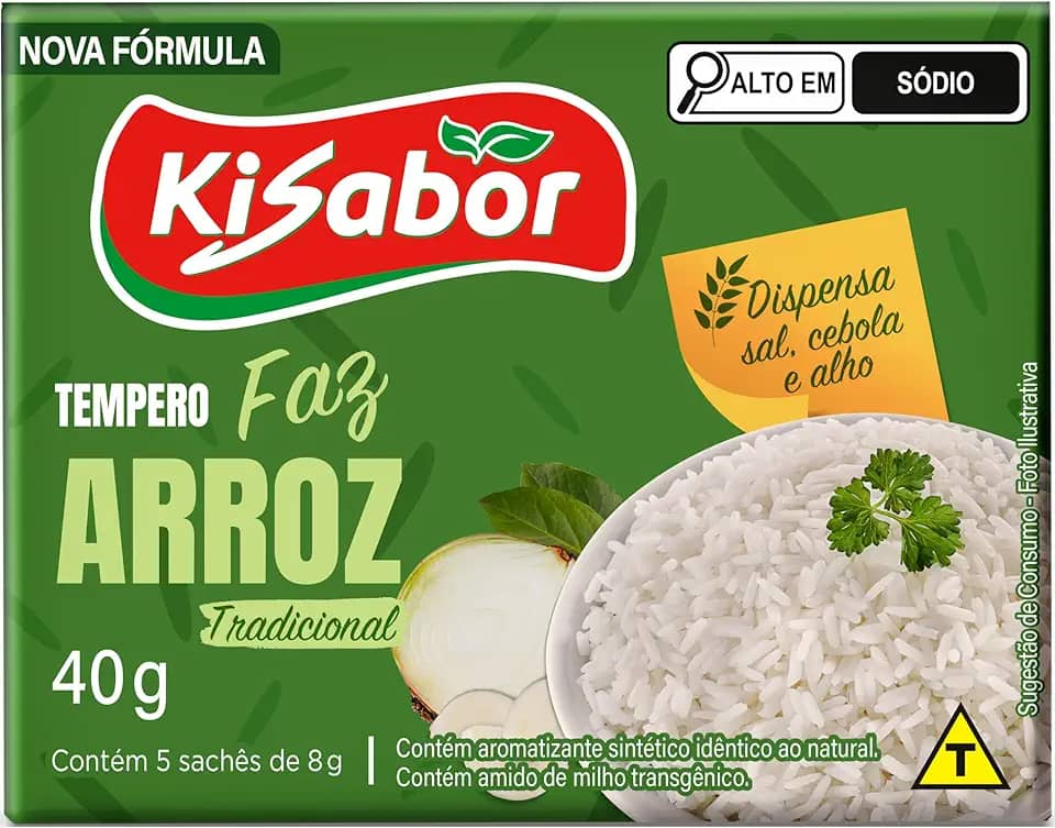 KiSabor, Faz Arroz Tradicional, 5 Sachês de 8 Gramas