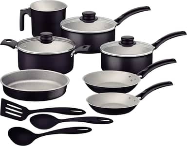 Jogo de Panelas Tramontina Turim em Alumínio com Revestimento Interno e Externo em Antiaderente Starflon Max Preto 10 Peças