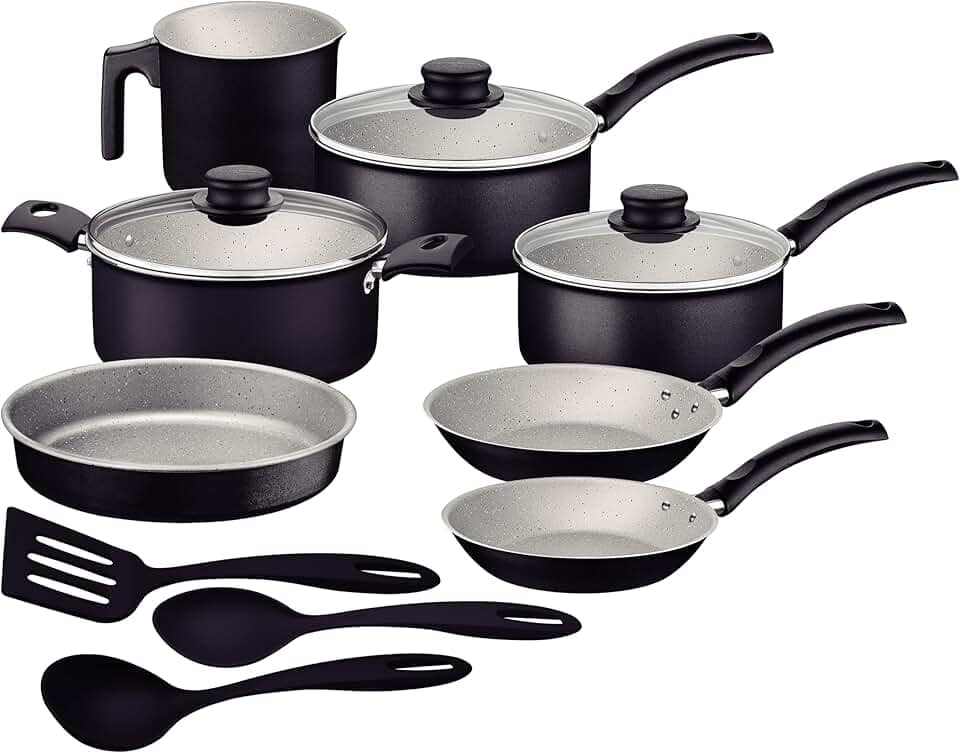 Jogo de Panelas Tramontina Turim em Alumínio com Revestimento Interno e Externo em Antiaderente Starflon Max Preto 10 Peças