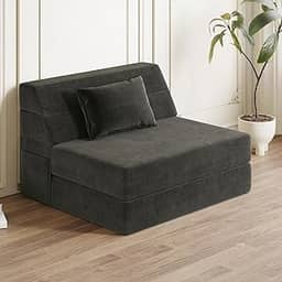 Sofá-cama dobrável conversível com travesseiro, sofá dobrável, colchão de espuma viscoelástica portátil, futon, sofá-cama, sofá preguiçoso para sala de estar/dormitório/quarto de hóspedes/escritório
