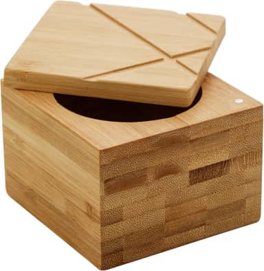 LYOR - Saleiro Quadrado de Bambu com Tampa 9cm x 9cm x 7cm
