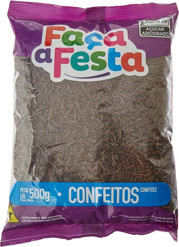 Faça a Festa – Granulado Escuro 500g | Crocante e Sabor Chocolate | Ideal para Decoração e Cobertura de Doces, Bolos e Sobremesas