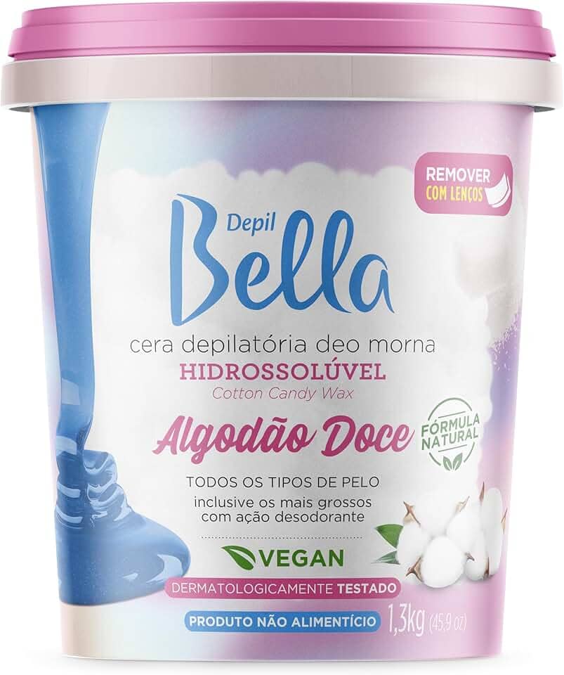 Depil Bella - Cera Depilatória Hidrossolúvel Morna Deo Algodão Doce 1300g
