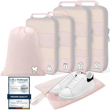 Cubos de compressão para viagem, conjunto leve de 6 bolsas essenciais para bagagem de mão, mala e organizador de roupas, itens essenciais de férias duráveis e acessórios presentes para mulheres e