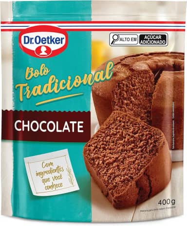 Dr. Oetker Bolo Tradicional Sabor Chocolate, Fácil Preparo, Mistura Pronta para Massa, Sobremesa Fofinha e Saborosa, 400g