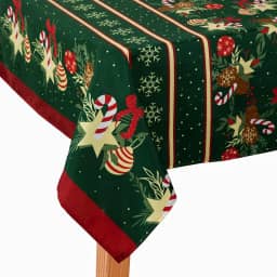 Toalha de Mesa 2,20m x 1,50m Oxford Estampada Natalina Natal Para Mesa De 6 lugares (Natalina Verde)