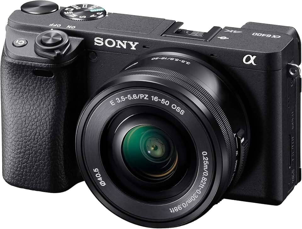 Sony Câmera Mirrorless Alpha A6400: Câmera Digital Compact Aps-C Intercambiáveis ​​Com Foco Automático De Olhos Em Tempo Real, Vídeo 4K, Tela Flip & 16-50Mm Lente E Câmeras Compatíveis Com Montagem