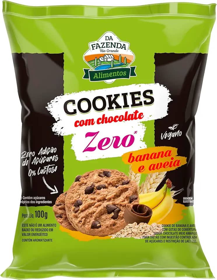 BIOSOFT Cookies Banana E Aveia Com Chocolate Zero Açúcar 100G