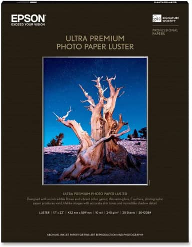 Epson Papel fotográfico Ultra Premium LUSTER (43 x 55 cm, 25 folhas) (S042084), branco