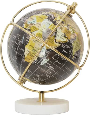 Globo Terrestre Galileu Decorativo de Mesa Mai Home 15×19×15 cm Preto e Dourado com Base de Mármore – Globo Luxo para Escritório, Sala, Quarto, Decoração Moderna e Presente Criativo