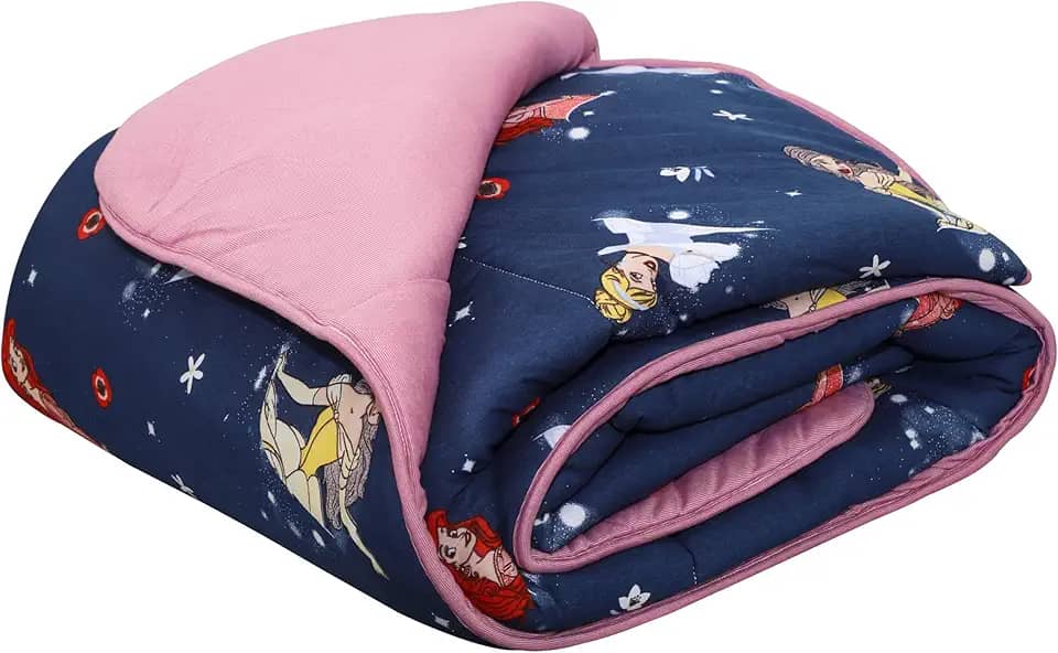 Edredom Estampado 1 Peça Portallar Disney Friendly Princesses/Rosa Cravo Solteiro