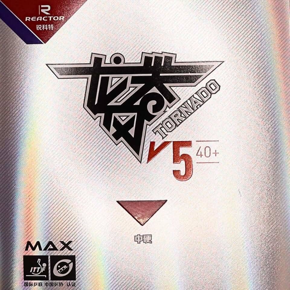 Borracha Reactor Tornado V5 para Tênis de Mesa, 2,1mm, Alta Velocidade, Aprovada ITTF