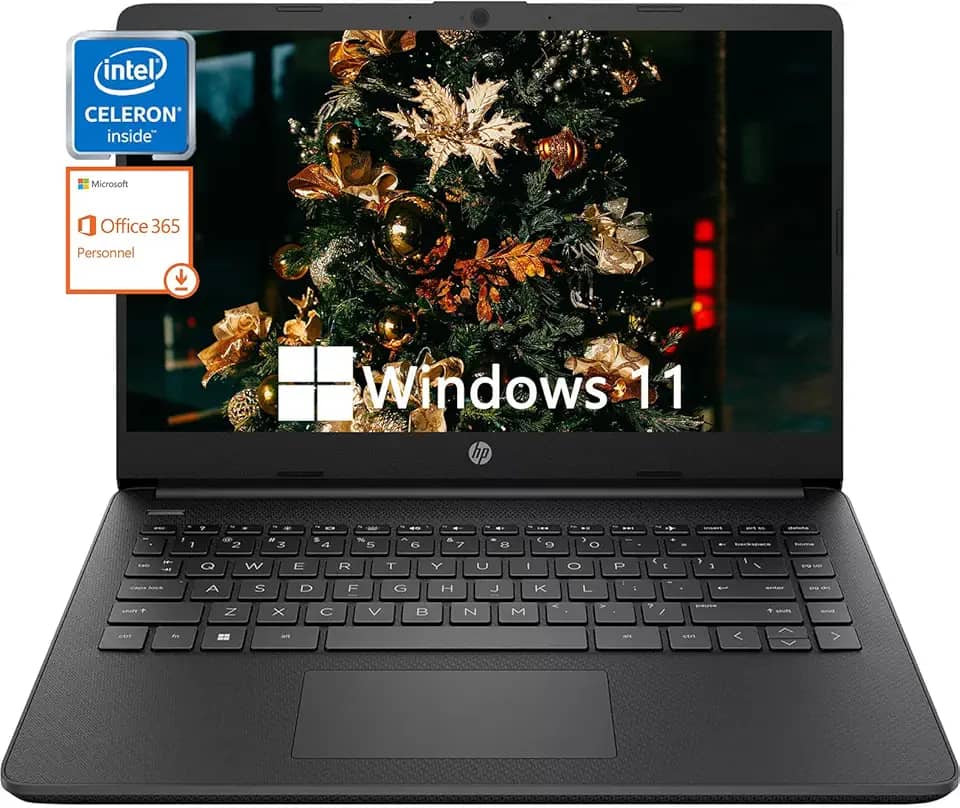 HP Laptop empresarial de 14 polegadas, laptops ultraleves para estudantes e negócios, Intel Celeron N4120 (Quad-Core), 4 GB de RAM, 128 GB de eMMC, Intel UHD Graphics, 1 ano de escritório 365, Windows