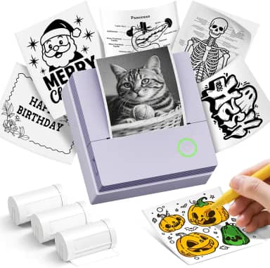 Impressora de adesivos PM290C Mini impressora portátil para impressão, máquina de adesivos Bluetooth sem fio com 3 rolos de papel, impressora térmica sem tinta, para anotações de estudo, fotos, faça