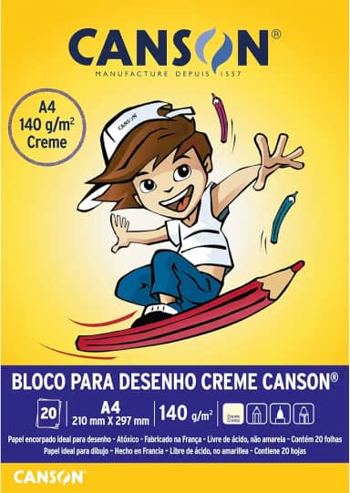 Bloco Desenho Creme A4 140g/m², Canson, 66667072, Creme, 20 Folhas