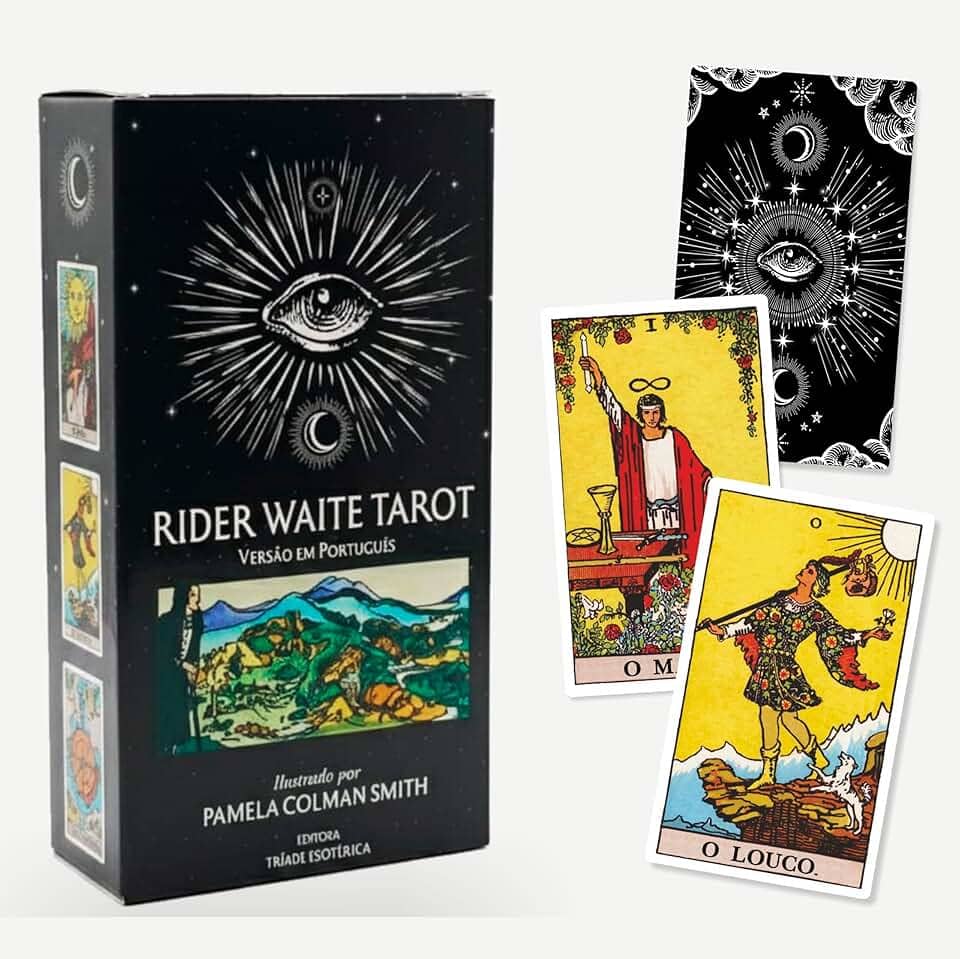 O Tradicional Tarot Rider Waite para iniciantes Português 78 cartas + SAQUINHO + CRISTAL + TOALHA + MAPA ASTRAL