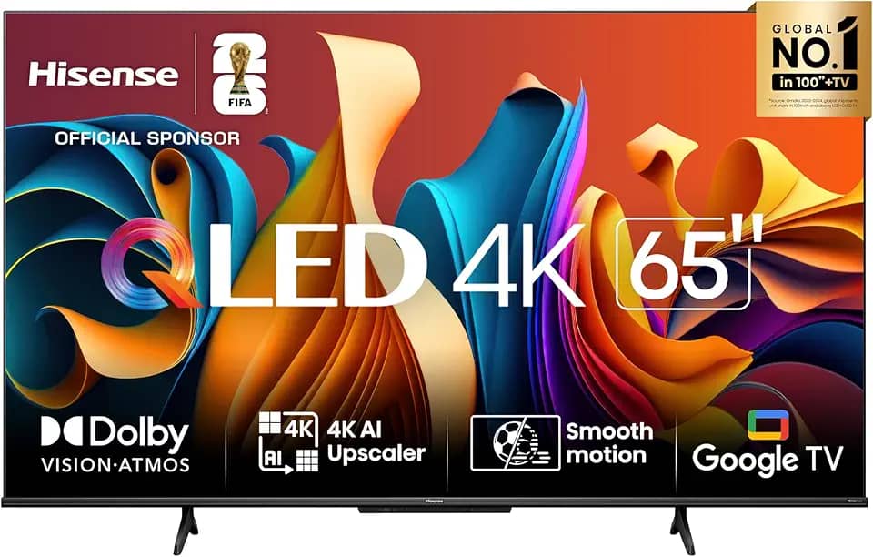 Hisense Smart TV UHD 4K QLED 65' Polegadas 65Q6N Google TV com HDR10+, Dolby Atmos, Sports Mode, Game Mode Plus e Compatível com Alexa