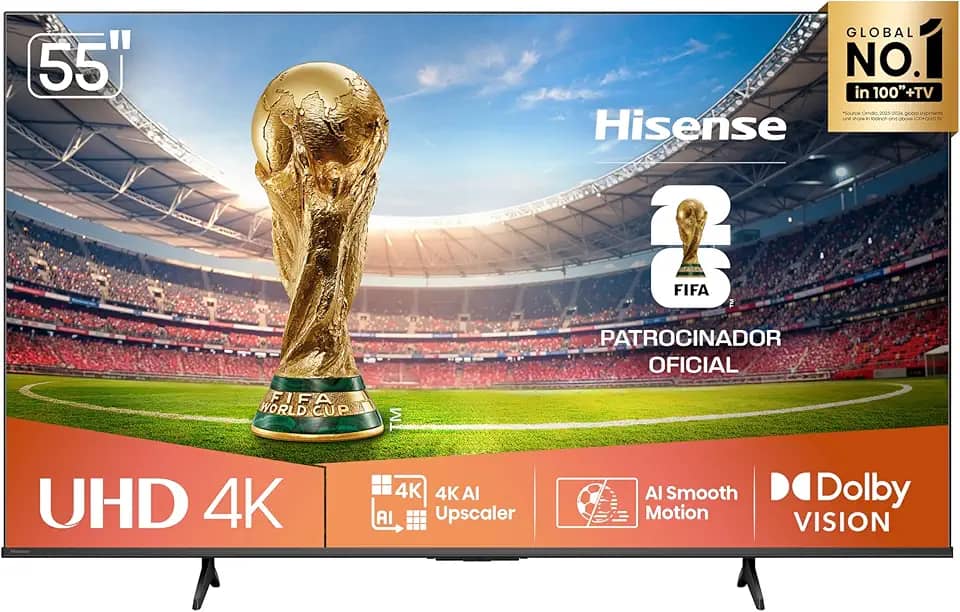 Hisense Smart TV 4K 55" Polegadas 55A6NV com Dolby Vision, HDR10, HLG, Dolby Gaming, Film Maker, DTS Virtual X, Compatibilidade Alexa e Google Home