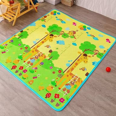 Tapete Infantil Tatame Emborrachado Dupla Face Dobrável Térmico – Ideal para Brincadeiras, Tummy Time, Conforto e Proteção (Girafa) 1,80 x 1,50m 10mm