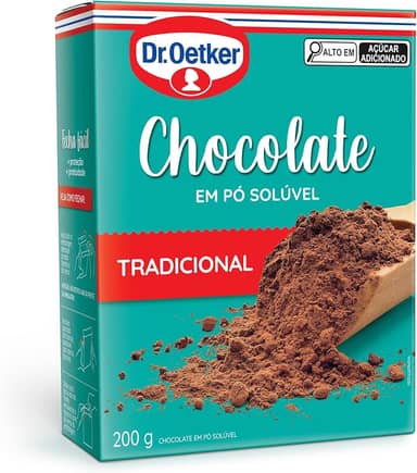 Dr. Oetker Chocolate em Pó Solúvel, Tradicional, Para Saborosas Receitas de Bolos, Tortas, Brigadeiros e Sobremesas com Chocolate, 200g