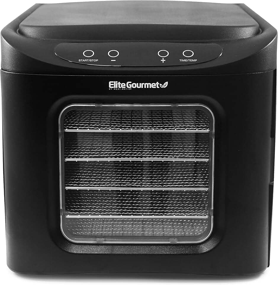 Elite Platinum Maxi-Matic EFD-313B Desidratador digital de alimentos com bandejas de aço inoxidável, temporizador ajustável e controles de temperatura com desligamento automático Bandejas livres de