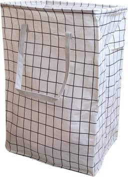 Cesto de Roupa Suja ou Limpa 72 Litros Dobrável Com Alça Tecido Resistente Organizador Lavanderia com Estampa (Quadrados)