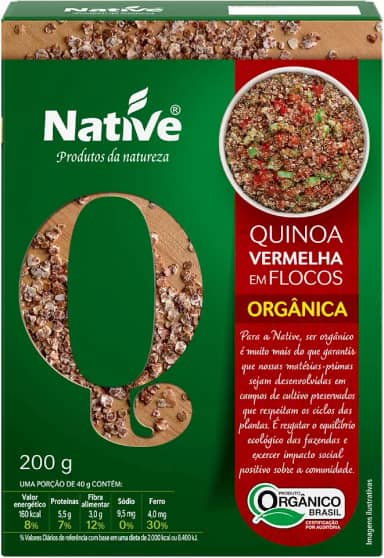 Flocos Quinoa Vermelha Orgânica, Native, 200 g