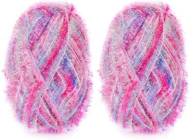 CAMAL Fio de poliéster para panos de prato para suprimentos de crochê, fio de tricô colorido brilhante para panos de prato, artesanato DIY, 2 pacotes 109 jardas por novelo (cores brilhantes)