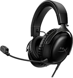 Headset Gamer HyperX Cloud III – Compatível com PC, PS5, Xbox Series X|S, Drivers Angulados de 53mm, Áudio DTS, Microfone de 10 mm, USB-C, USB-A, Fio de 3,5 mm, Preto (727A8AA)