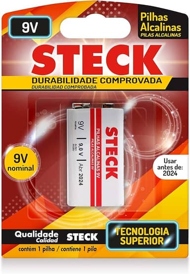 Steck Pilha Alcalina 9V Pack C/ 1 Unidade
