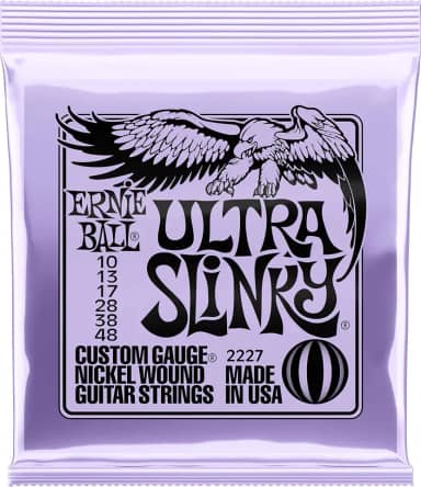 Cordas para guitarra elétrica Ernie Ball Ultra Slinky, revestimento de níquel, calibre 10-48